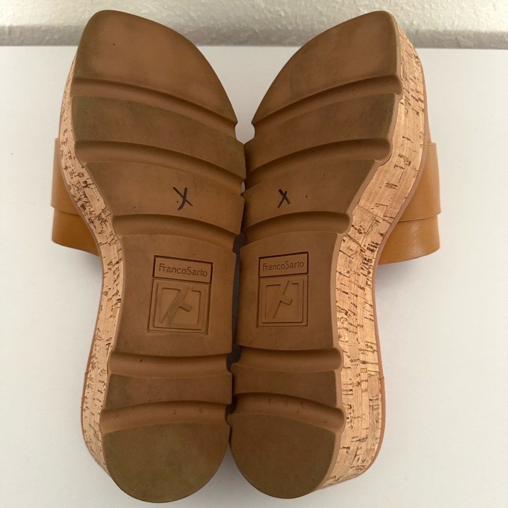 FRANCO SARTO Cork Platform Leather Slip-On Sandals Women’s Size 8 - Picture 5 of 6